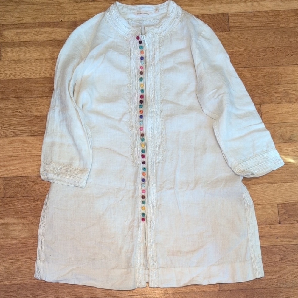 White Long Sleeve Tunic with Colorful Buttons
